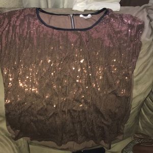 Brown sequin top